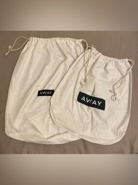 Away White Drawstring Travel Dust Bags with Black Logo - Set of 2